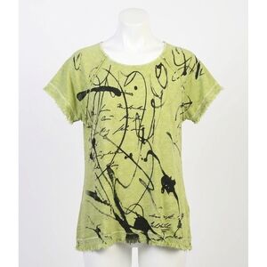 NEW JESS & JANE scrolls mineral washed gauze & cotton top in green